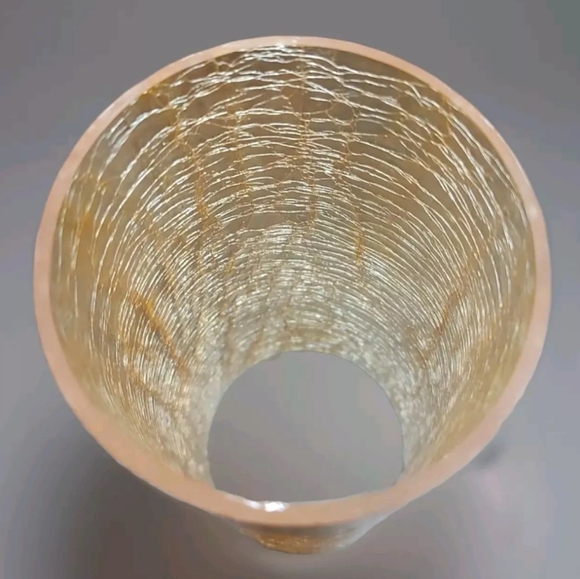 unknown Other - Vintage Cylinder Peach Crackle Glass Hurricane Chimney Shade 8.5" x 3.5"
